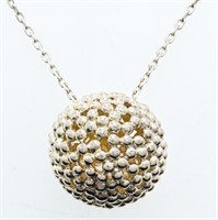 925 Sterling Silver Necklace - Bead Ball Design -