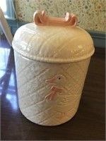 Ivory Peach Duck Cookie Jar Small Chip