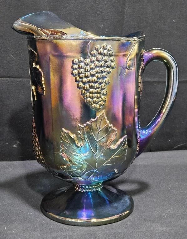 Vintage Carnival Glass Grape Harvest Pitcher