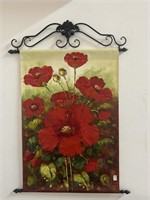 Metal & Oil Painted Canvas Wall Hanging