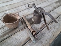 Iron Pot, Solder Iron, saw handle, greaser
