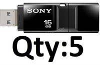 Lot of 5 Sony 16GB USB 3.0 Flash Drives - NEW