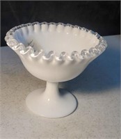 Fenton silver lace compote approx 4 inches tall