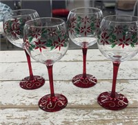 Set of 4 Christmas Wine Glasses.