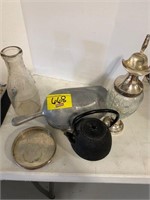 SILVERPLATE TOP & BASE PITCHER, METAL TEAPOT,