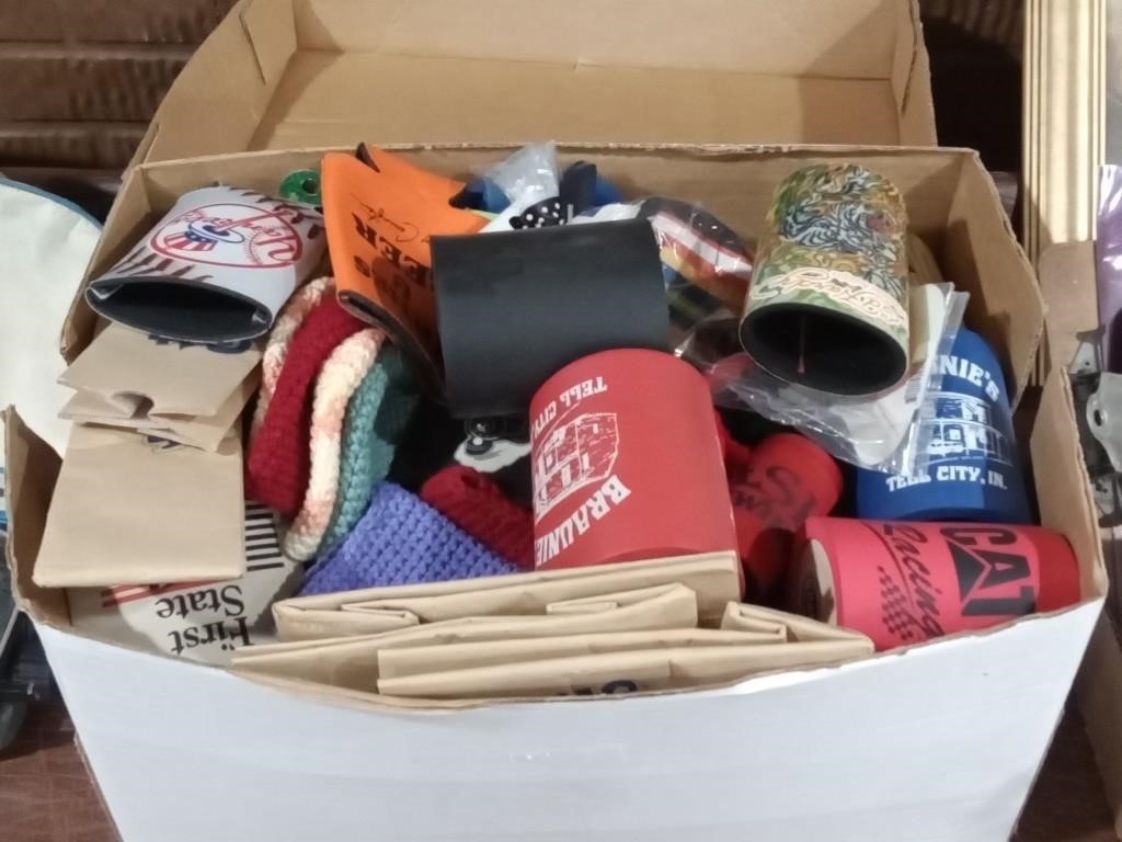 collection of can koozies