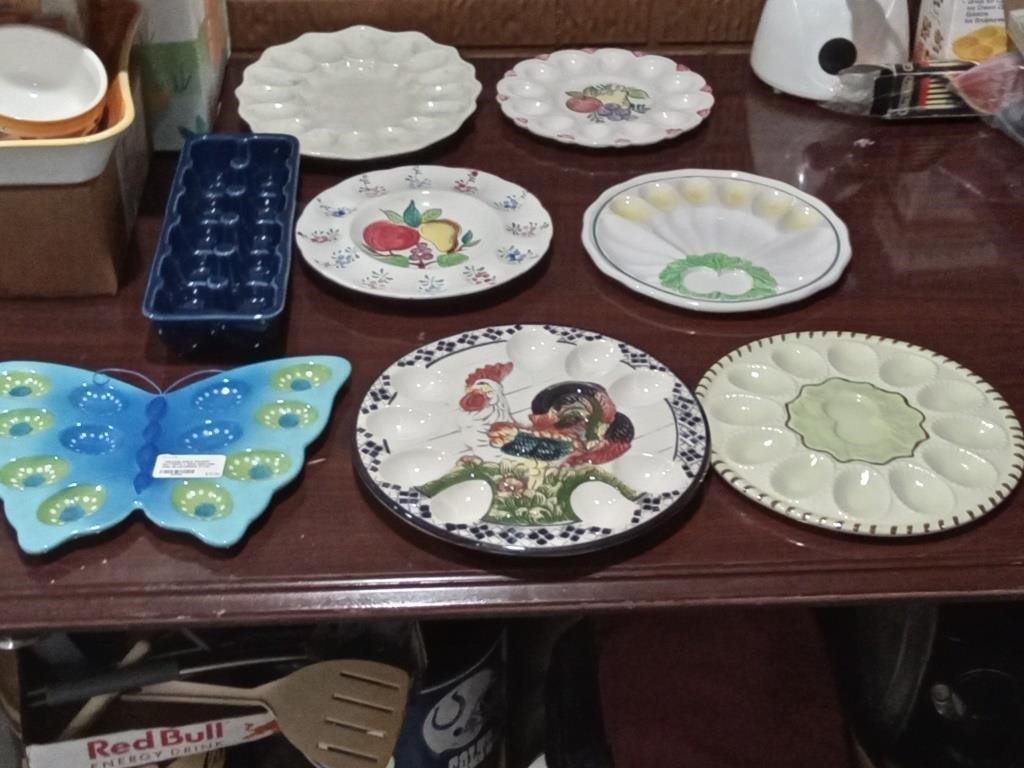 8 vtg & modern ceramic deviled egg plates