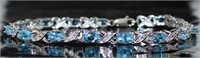 Genuine Blue Topaz & Diamond Bracelet