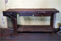 Wooden Work Bench with Vise