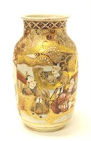 Satsuma Japan 'Faces' ceramic table vase