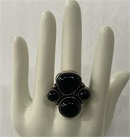 Sterling Ring with 4 Black Stones