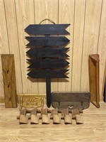 Wooden sign, Hanging Racks