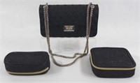 Ladies Rubberized Evening Bag & 2 X Storage Bags