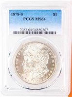 Coin 1878-S Morgan Silver Dollar PCGS MS64
