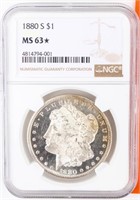 Coin 1880-S  Morgan Silver Dollar NGC MS63+