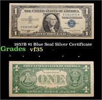 1957B $1 Blue Seal Silver Certificate Grades vf++