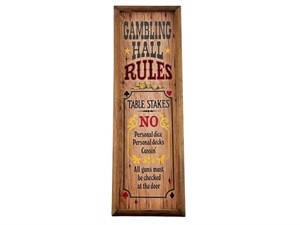 Vintage Gambling Hall Rules Bar Saloon Sign