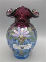 Fenton 5.5" hand painted mulberry vase