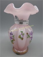 Fenton 6" hand painted melon rib vase-