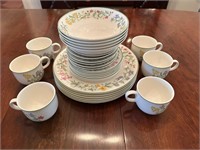 Floral Green Trim Dish Lot England