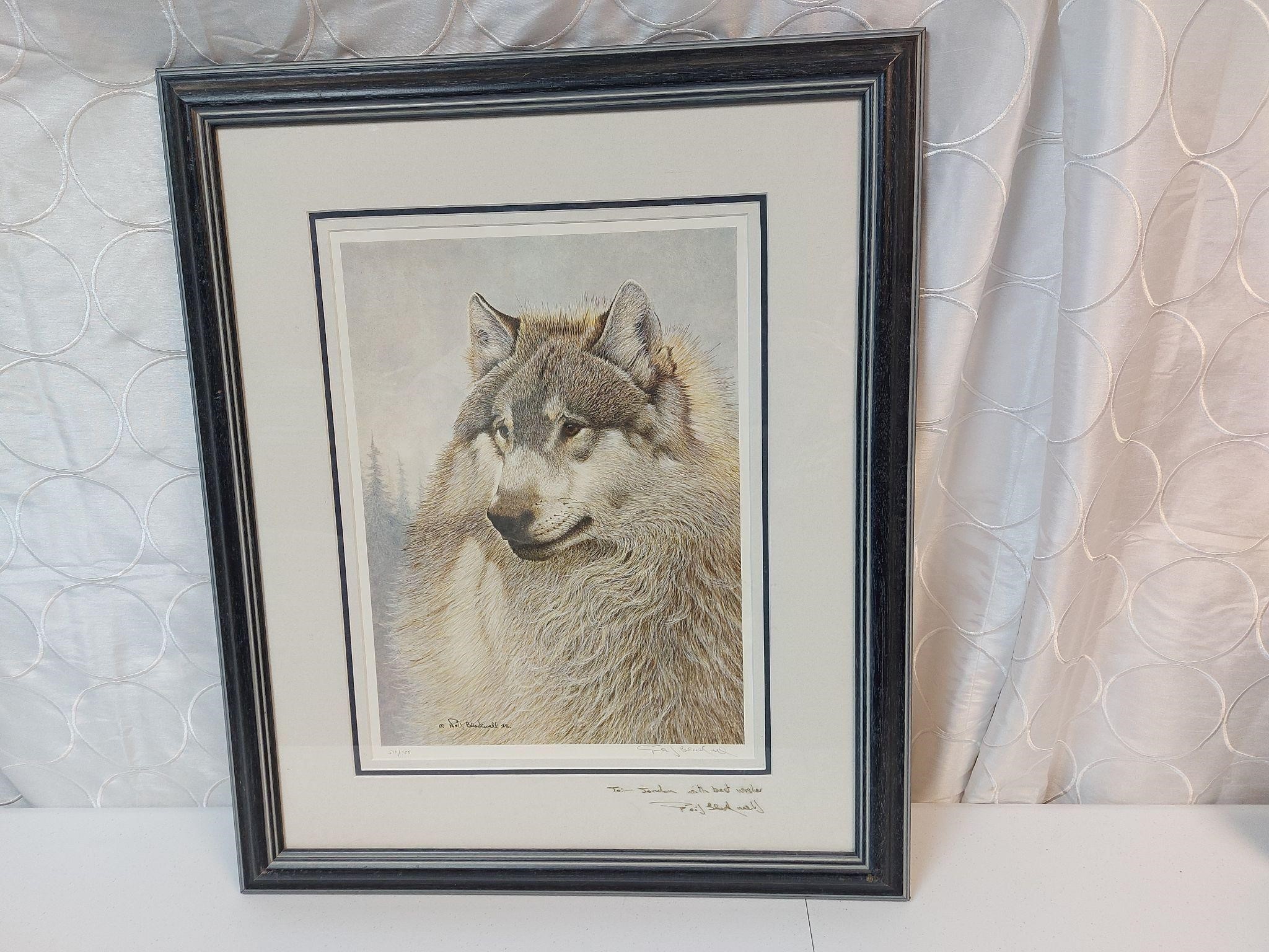 Neil Blackwell Wolf Framed Matted Numbered Signed