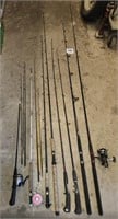 Assorted rods (7) w/ 2 reels