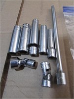 snap on 1/4" drive extensions,deep wells & swivels
