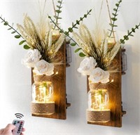 New, Anna's Whimsy 2PACK Mason Jar Sconce Wall