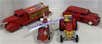 Set Of 4 Different Kind Of Fire Trucks, Cars,