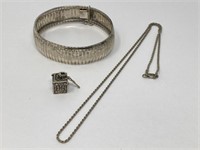 Sterling Bracelet, Charm and Necklace