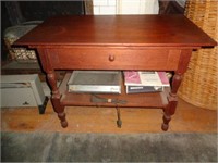 Walnut Side Table with Drawer