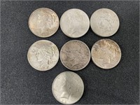 7 - 1920'S SILVER PEACE DOLLARS