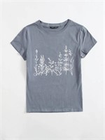 Shein Plant Print Tee Large