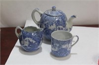 A Vintage Japanese Blue and White Partial Teaset