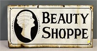 Beauty Shoppe Sign Porcelain Advertising