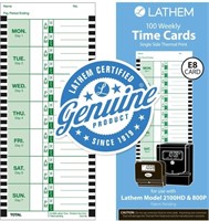 Lathem Time Cards, Thermal, Weekly, 100 per Pack