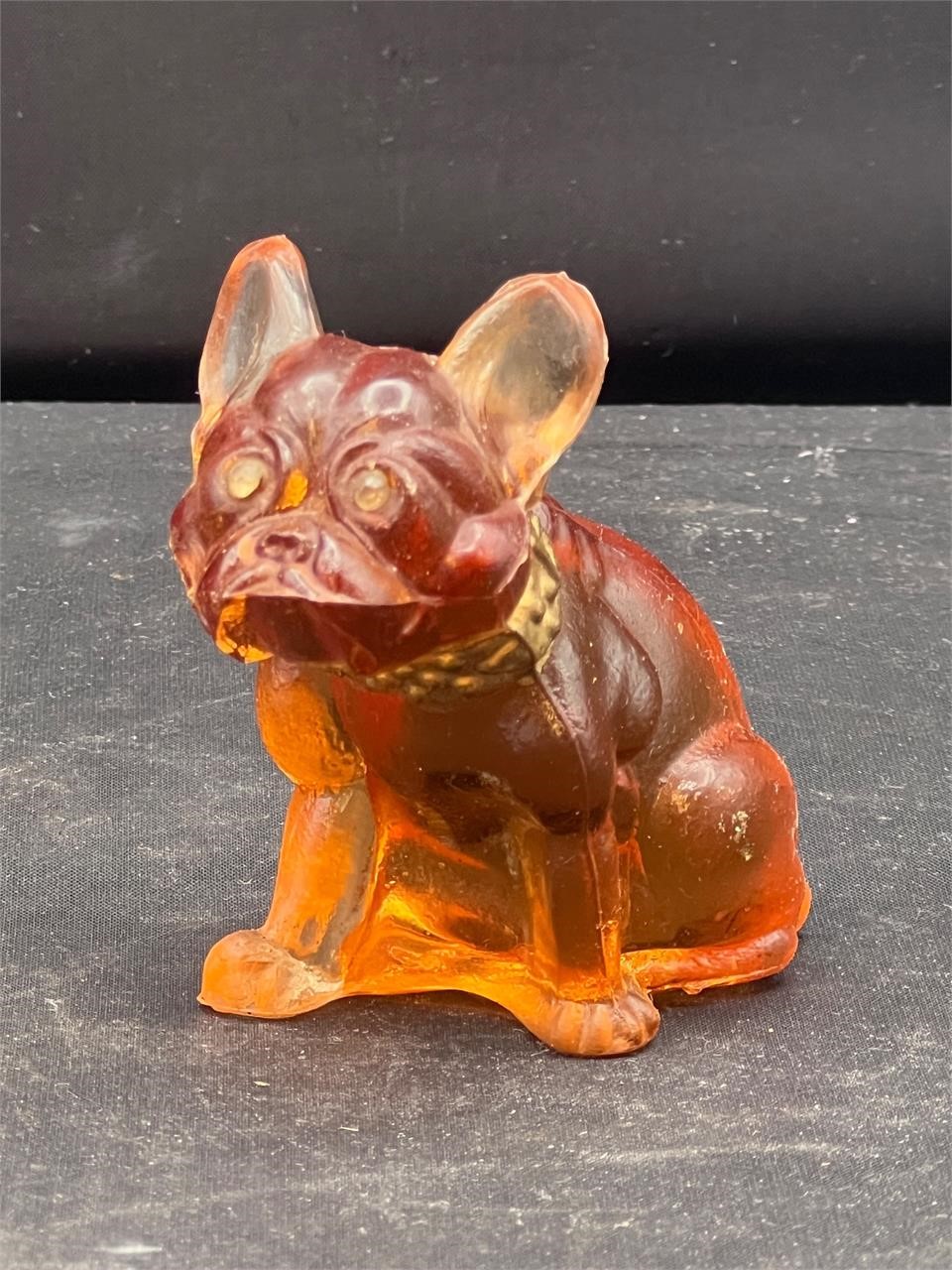 WESTMORELAND GLASS FRENCH BULLDOG 2.5 TALL AMBER