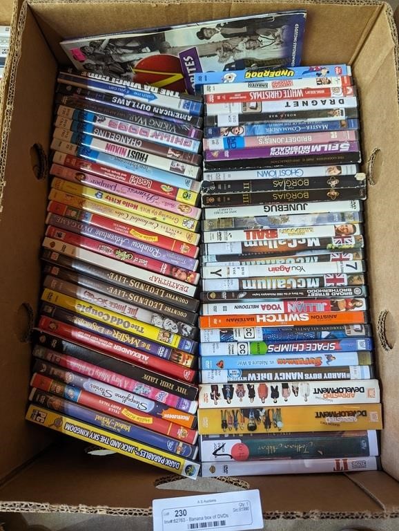 Banana box of DVDs