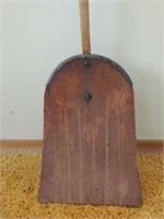 Antique Wooden Grain Scoop With Metal Guard