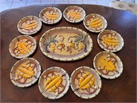 Group of Monkey, Palm Tree, & Banana Plates &