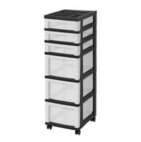 C1050  IRIS USA 6-Drawer Storage Cart, Clear/Black