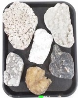 (6) Mineral Specimens, Quartz, Calicite