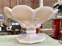 HEAVY PINK GLASS COMPOTE