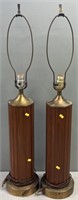 2 Wood Table Lamps Mid-Century Modern Style