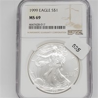 NGC 1999 MS69 1oz .999 Silver Eagle