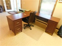 Lot 181  Wooden L-Shaped Executive Desk and Chair.