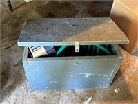 Wood box 19”X11”X12” & Garden hose