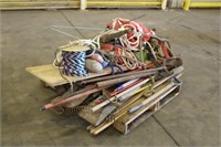 Assorted Yard Tools, Rope & Eveners