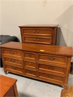 WOODEN DRESSER W/ MATCHING CHEST OF DRAWERS