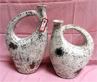 2 WHITE CERAMIC VASES